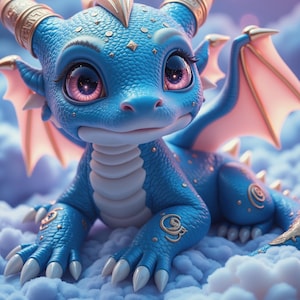 Cucciolo di drago su una nuvola