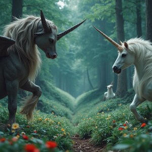 Gray pegasus and White Unicorn