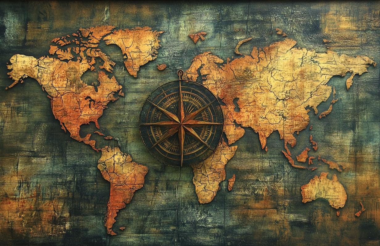 Aged Atlas Large Decoupage Tissue Paper 20"x30" (Custom Sizes Available)