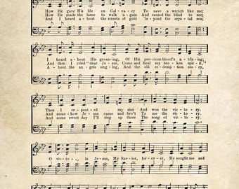 Victory in Jesus Hymn Decoupage Paper (Custom sizes available)
