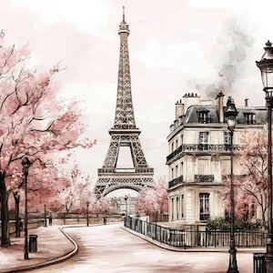 Eiffel in Bloom Decoupage Paper (Custom Sizes Available)