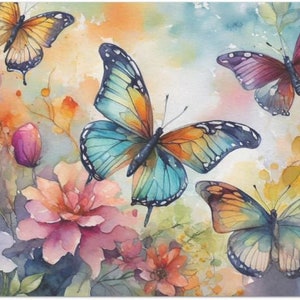 Watercolor Butterflies Large Decoupage Tissue Paper 20&quot;x30&quot;
