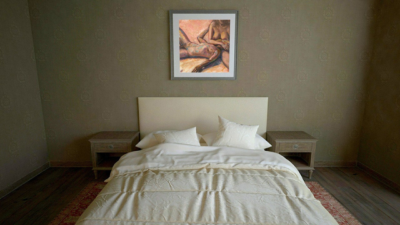 Digital Erotic Art With Pregnant Wife and Husband,naked Couple,nude