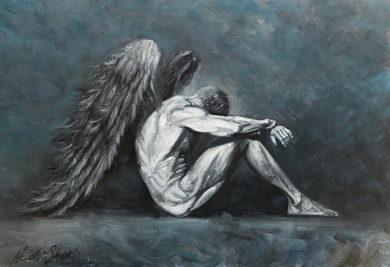 Drawing Castiel Fallen angel Sketch, angel, pencil, wings, symmetry png |  PNGWing