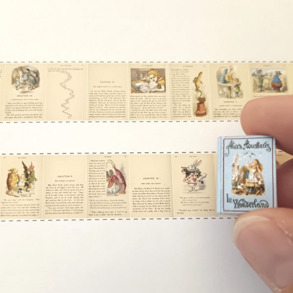 1:12 Colour ALICE'S ADVENTURES in Wonderland miniature book with 32 pages. Printable DOWNLOAD Only. Bonus 1/24 and 1/48 scale included