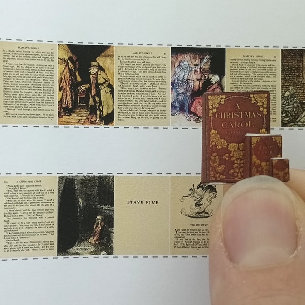 1:12 A CHRISTMAS CAROL, Charles Dickens miniature dollhouse book with 32 pages. Printable DOWNLOAD Only. Bonus 1/24 and 1/48 scale included