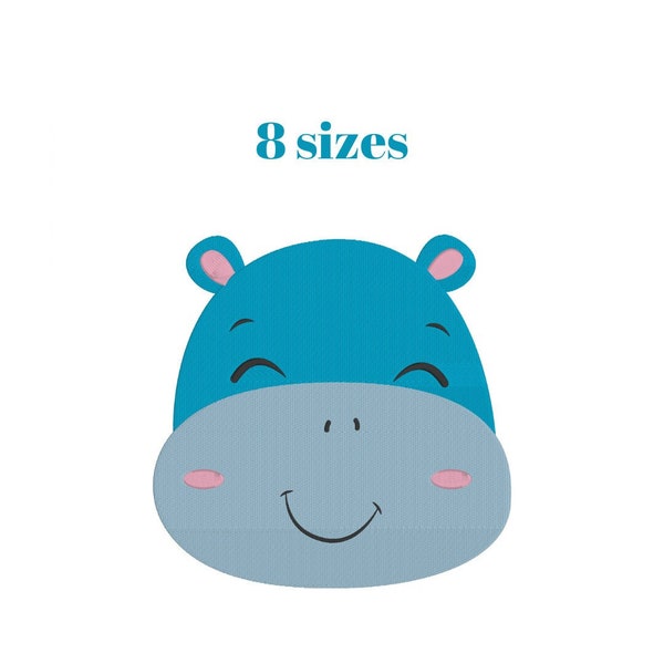 Cute Rhino Head Embroidery Design, Children Machine Embroidery Design, Instant Download, 8 sizes, Woodland Embroidery Design