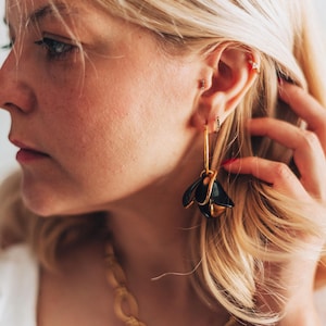 TIYA Gold Earrings - Resin & Gold Petals