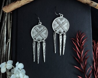 Viking Earrings, Viking Shield, Shieldmaiden Jewelry, Witchy Witch, Pagan, Fantasy, Lagertha, Freya, Ancient Earrings, Silver Jewelry