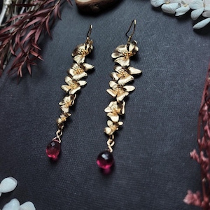 Persephone Earrings, Pomegranate Rubellite Drops, Greek Mythology Jewelry, Goddess of Spring