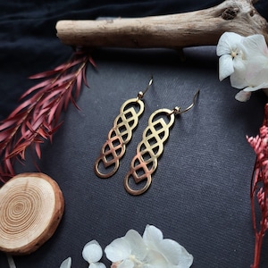 Web of Wyrd Viking Earrings, Intertwined Interlacing Celtic Knot Jewelry, Runes, Witchy Witch, Pagan, Fantasy, Lagertha Jewelry, Fate