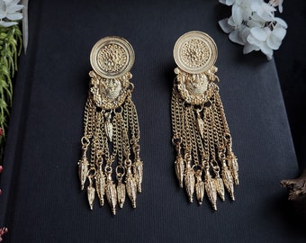 Ancient Greek Gold Earrings, Roman / Hellenistic Earrings, Greek Goddess, Ancient Greece,  Old Civilization, Gold plated Jewelry