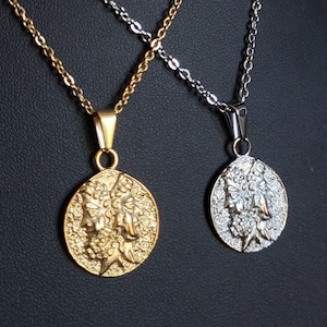 Janus Necklace, Ancient Roman Coin Necklace, Ancient Roman Necklace, Roman God Jewelry, Ancient Rome, Mythology, Stainless Steel Jewelry