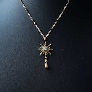 Ancient Sun Necklace with Labradorite, Viking Jewelry, Sun Goddess, Witchy Witch, Pagan, Lagertha, Freya, Shieldmaiden, Byzantine Style