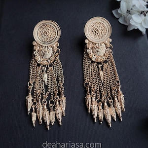 Ancient Greek Gold Earrings, Roman / Hellenistic Earrings, Greek Goddess, Ancient Greece,  Old Civilization, Gold plated Jewelry