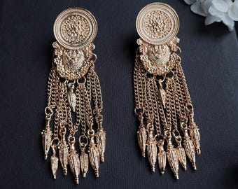 Ancient Greek Gold Earrings, Roman / Hellenistic Earrings, Greek Goddess, Ancient Greece,  Old Civilization, Gold plated Jewelry