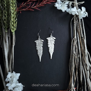 Silver Fern Leaf Earrings | Wanderlust Jewelry, Boho Nature Earrings, Viking, Valkyrie, World Tree, Pagan, Witchy Witch, Elven Jewelry