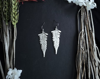 Silver Fern Leaf Earrings | Wanderlust Jewelry, Boho Nature Earrings, Viking, Valkyrie, World Tree, Pagan, Witchy Witch, Elven Jewelry