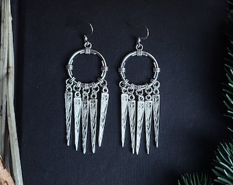 Viking Earrings, Valkyrie Jewelry, Pagan Goddess, Fantasy, Lagertha, Freya, Shieldmaiden, Ancient Earrings, Witch Witchy Jewelry Silver