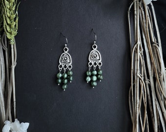 Viking Earrings with Seraphinite, Slavic Jewelry, Witch, Pagan Goddess, Valkyrie, Lagertha, Freya, Shieldmaiden, Ancient Civilization