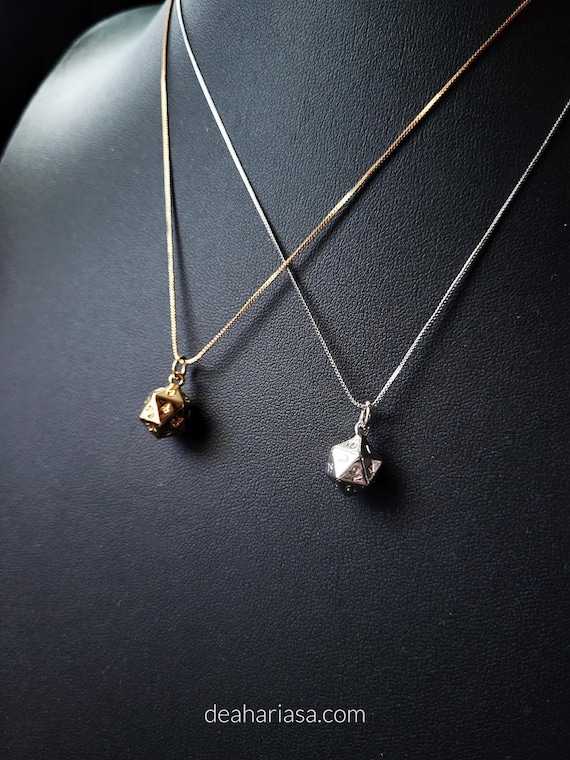 Small d20 Dice Necklace, Fantasy Jewelry for Gamers and DnD Fans, Roleplay Tabletop Pendant