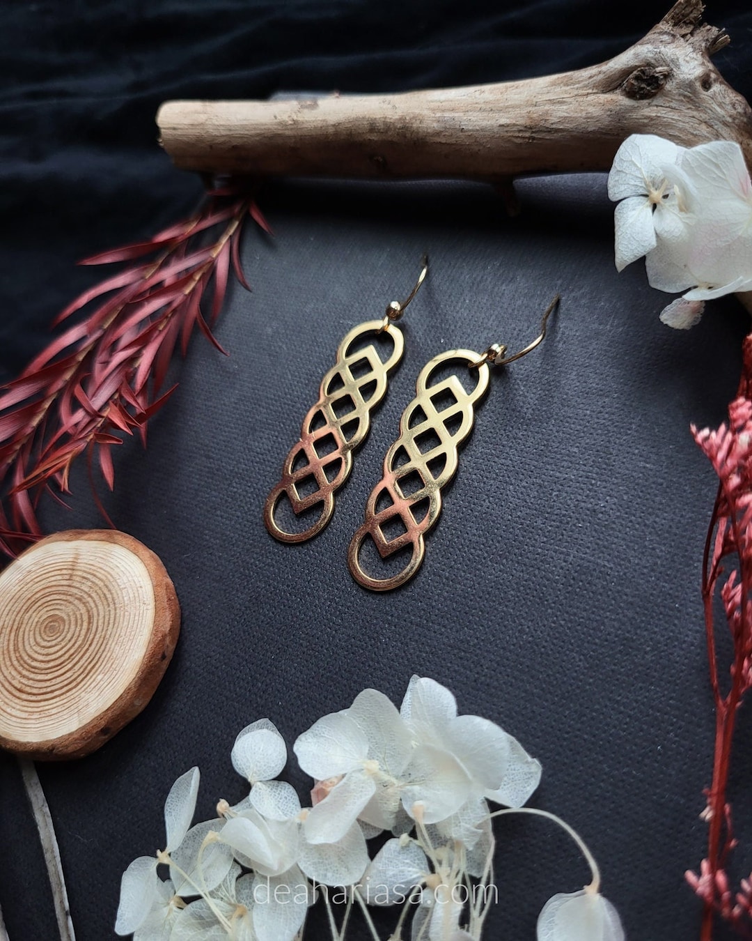 Gold Web of Wyrd Rune Earrings, Viking and Slavic Earrings, Nordic ...