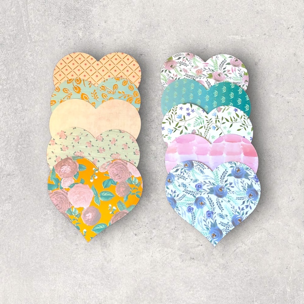 Die Cut Hearts For Journaling, Scrapbooking, Crafts, Card Making, Large Size, Set of 10