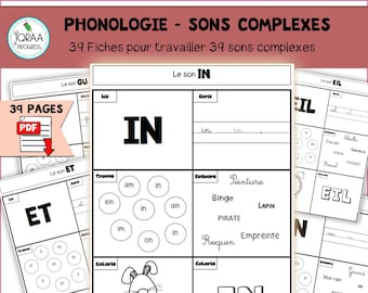 Worksheets for working on 39 complex sounds - 39 Worksheets