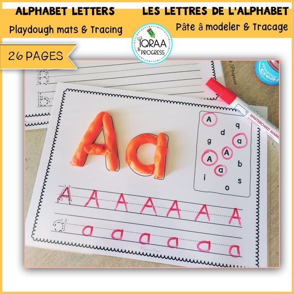 Fiches Activités Lettres Traçage et Pâte à modeler / Alphabet Activities - Alphabet Play Dough Mats - Alphabet Tracing Mats