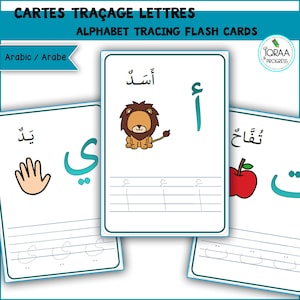 Cartes traçage lettres Arabes - Flashcards- Arabic Alphabet Tracing Cards