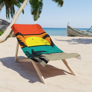 Sunset Beach Towel: Tropical Summer Fun - Soft Cotton Backing