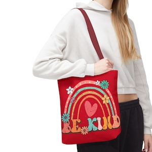 Be Kind Tote Bag, Retro Vintage Tote, Flower Tote, Eco-Friendly Bag, Gift for Her, Casual Tote, Everyday Bag