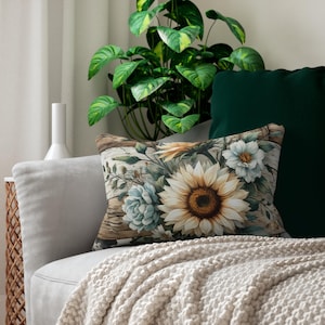 Almohada lumbar floral: decoración bohemia de girasoles, un toque acogedor para el hogar