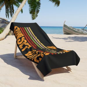 Retro Sunset Beach Towel, Tropical Palm Trees Towel, Summer Vibes Large Towel, Boho Beach Blanket, Vintage Sunset Pool Towel
