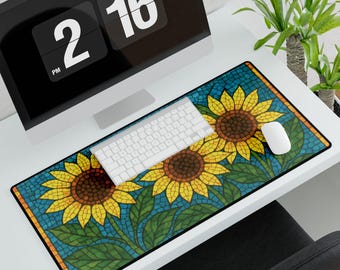 Tappetino da scrivania con mosaico di girasoli, decorazione per la casa e l'ufficio