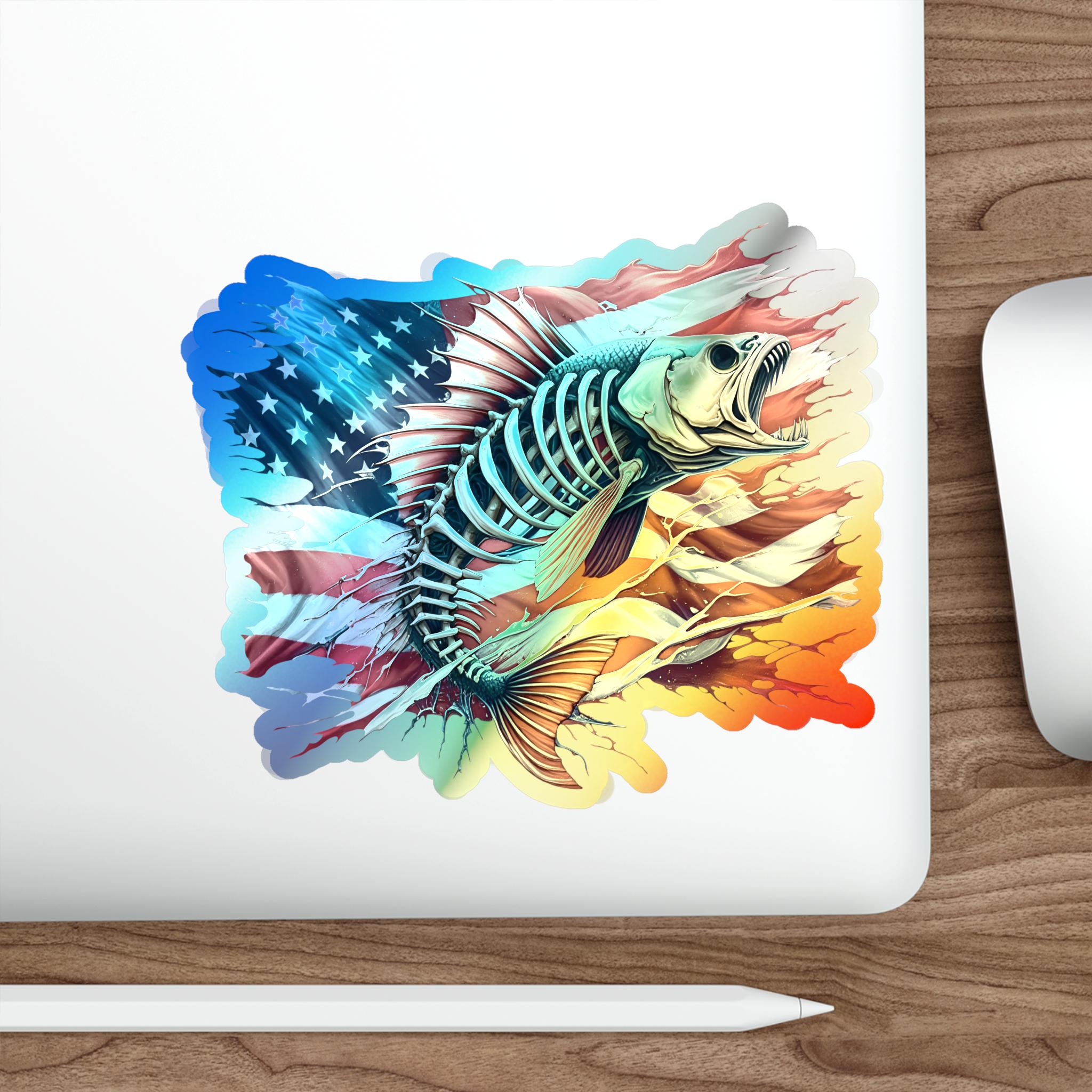 Bad-Ass Fish Skeleton Car Window Decal Sticker
