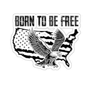 Eagle American Flag Die-Cut Stickers, USA Patriotic Decals, Born To Be Free, America Love Vinyl Stickers, Laptop Bumper Sticker