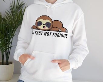 Not Fast Not Furious Funny Lazy Sloth - Unisex Heavy Blend Hooded Sweatshirt