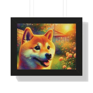 Shiba Inu Framed Poster: Sunny Dog Wall Art