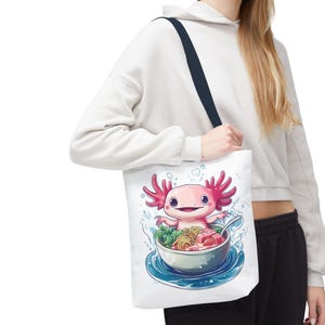 Cute Axolotl Tote Bag for Aquatic Lovers, Eco-Friendly Shopping Bag, Gift for Kids, Beach Bag, Animal Lovers