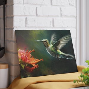 Hummingbird Glass Cutting Board, 3D Effect, Kitchen Decor, Bird Lover Gift, Tempered Glass, Food Prep Station