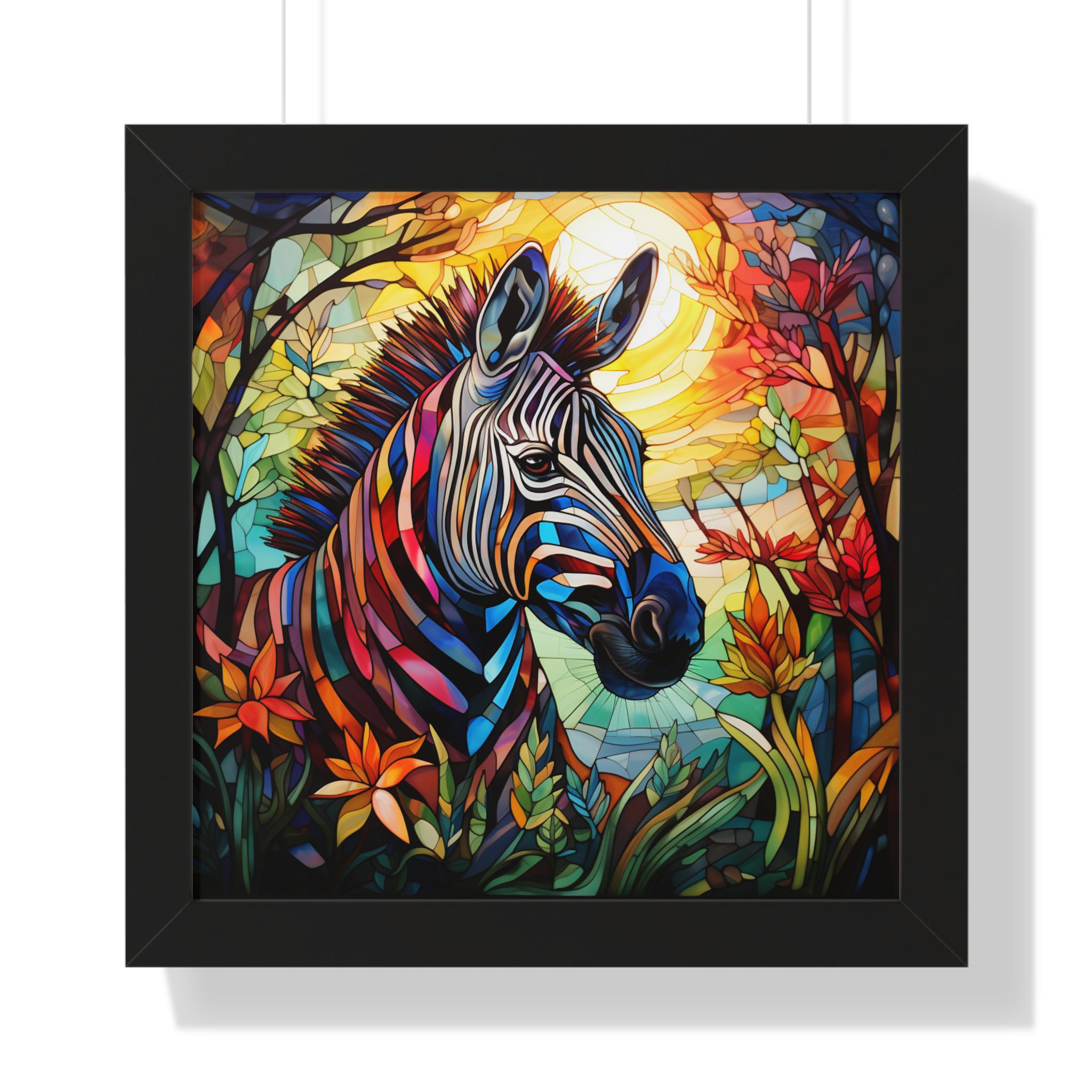 鮮やかなシマウマの額入り横長ポスター｜カラフルな動物アート - Etsy 日本