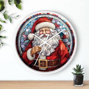 Stained Glass Santa Uhr: Silent Festive Christmas Decor