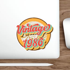 1986 Retro Vintage Die-Cut Stickers, Nostalgia Sticker, Retro Aesthetic, Scrapbooking Decals, 80s Decor
