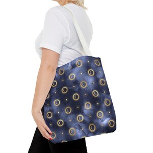 Blush Navy Celestial Pattern Tote Bag, Watercolor Effect Bag, Reusable Shopping Tote, Eco-Friendly Bag, Gift for Her