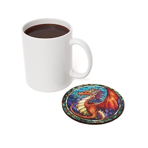 Stained Glass Dragon Coaster: Fantasy Home Decor