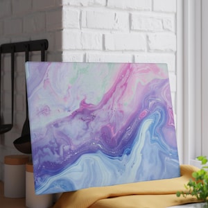 Abstract Marble Effect Glass Cutting Board, Kitchen Decor, Gift for Home, Unique Housewarming Present, Colorful Chopping Board