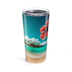 Tropical Tumbler, Summer Drinkware, Beachy Tumbler, Vacation Cup, Floral Tumbler, Palm Tree Tumbler, Gift for Traveler