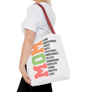 Mom Inspiration Words Tote Bag, Mother&#39;s Day Gift, Canvas Shopping Bag, Gift for Mom, Shoulder Bag, Inspirational Quote Tote