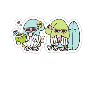 Funny Summer Gnomes Water-Resistant Stickers: Humorous Garden Decals